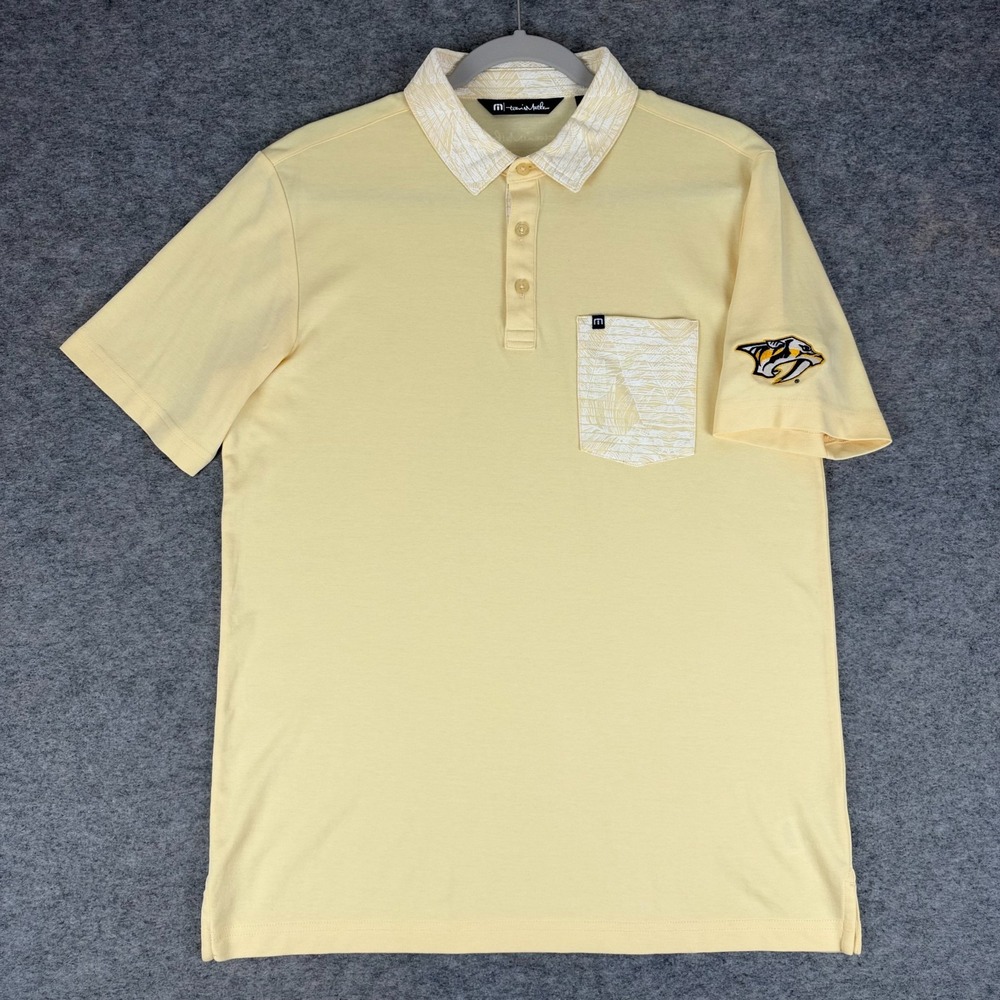 Travis Mathew Nashville Predators Polo Shirt Yellow Mens Medium M